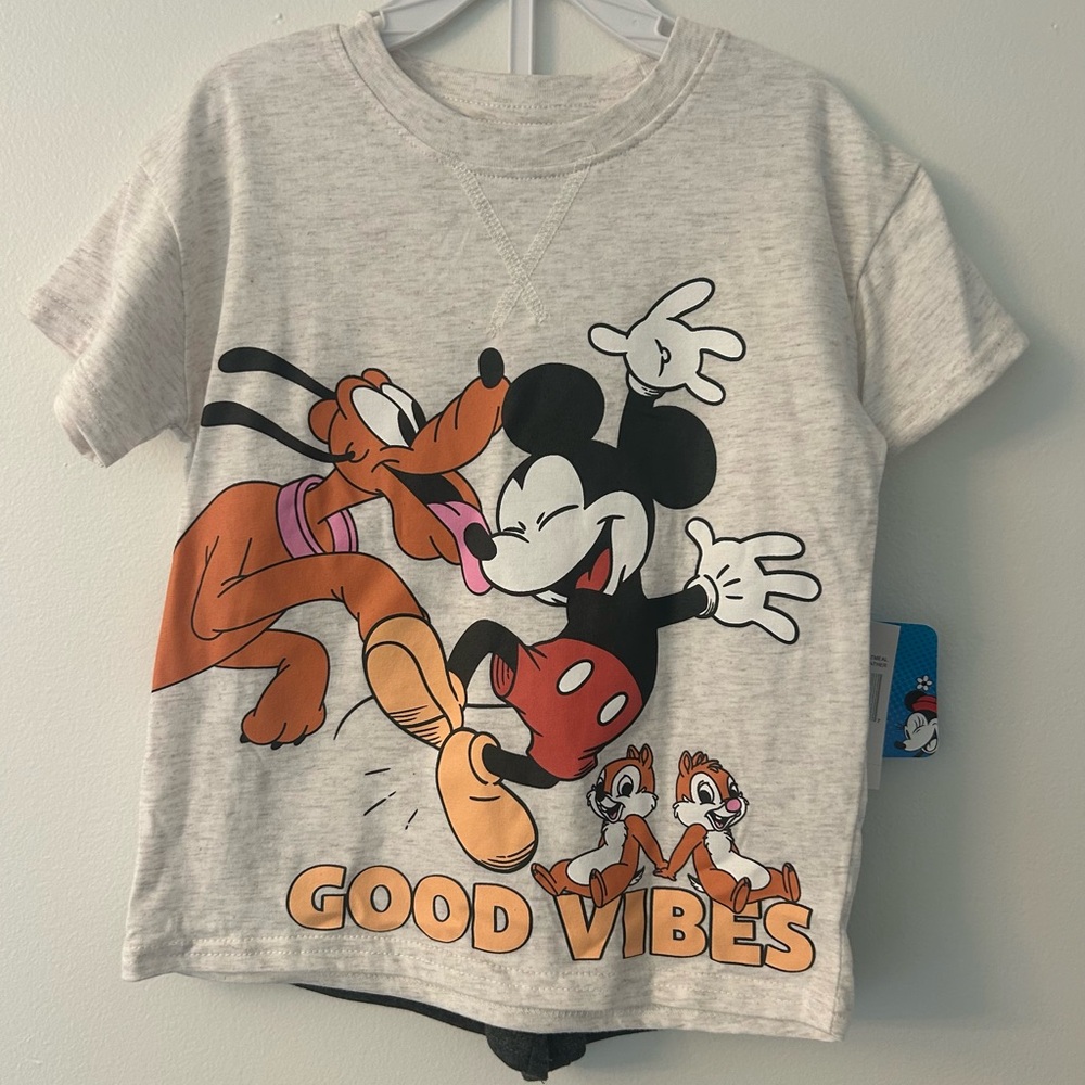 Kids Mickey Mouse & Friends Graphic T-Shirt and Shorts - Gray